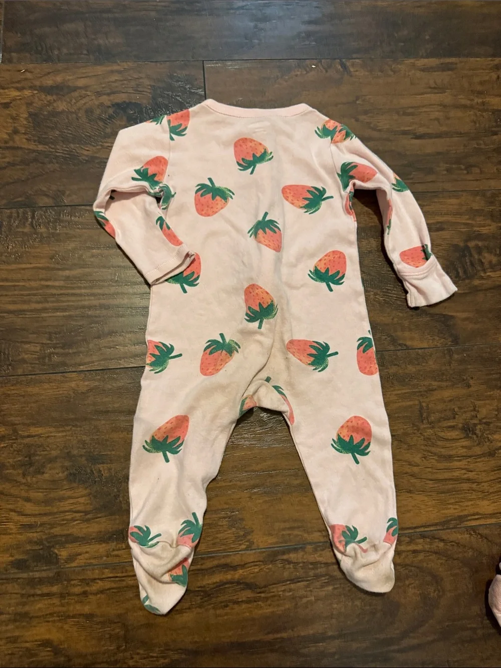 Strawberries long sleeve footed onesie